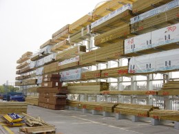 Timber Merchants storing Timber externally traditionally use Galvanised External Cantilever Racking systems