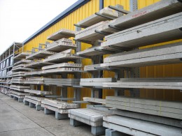 Builders Merchants frequently utilise Cantilever Racking for Concrete Lintel yard storage