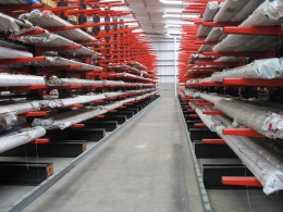 Stakapal Guided Aisle Cantilever Racking maximises the available floor area allocated for Metals storage in your warehouse